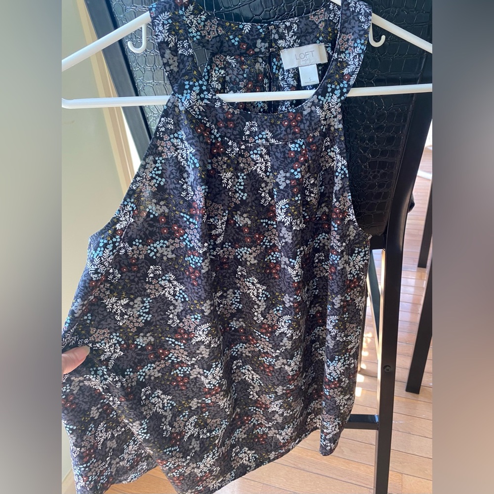 EUC LOFT Floral smock neck halter Sleeveless Top